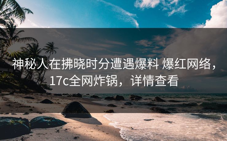 神秘人在拂晓时分遭遇爆料 爆红网络，17c全网炸锅，详情查看