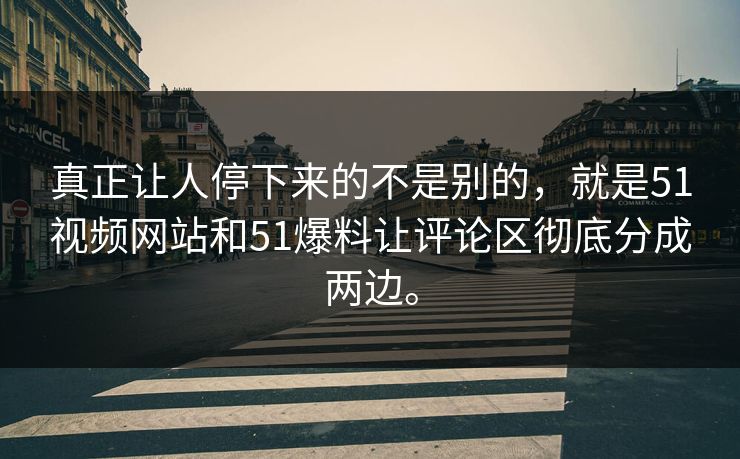 真正让人停下来的不是别的，就是51视频网站和51爆料让评论区彻底分成两边。