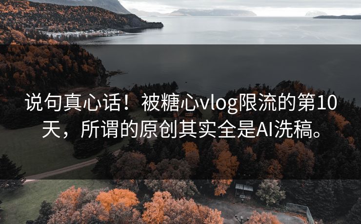 说句真心话！被糖心vlog限流的第10天，所谓的原创其实全是AI洗稿。