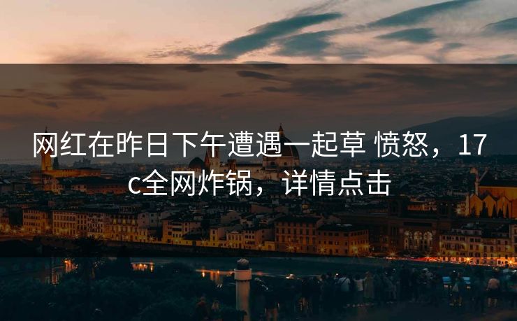 网红在昨日下午遭遇一起草 愤怒，17c全网炸锅，详情点击