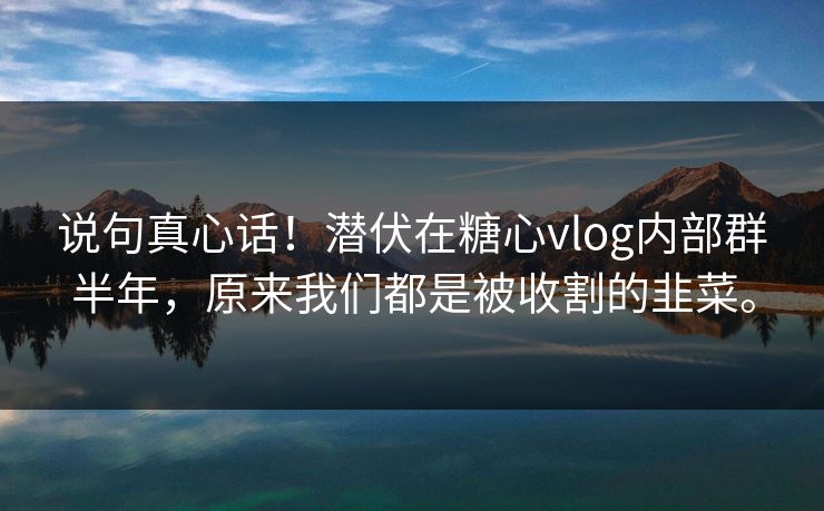 说句真心话！潜伏在糖心vlog内部群半年，原来我们都是被收割的韭菜。