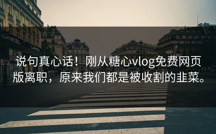 说句真心话！刚从糖心vlog免费网页版离职，原来我们都是被收割的韭菜。