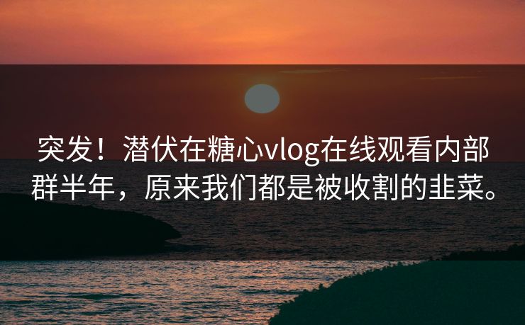突发！潜伏在糖心vlog在线观看内部群半年，原来我们都是被收割的韭菜。