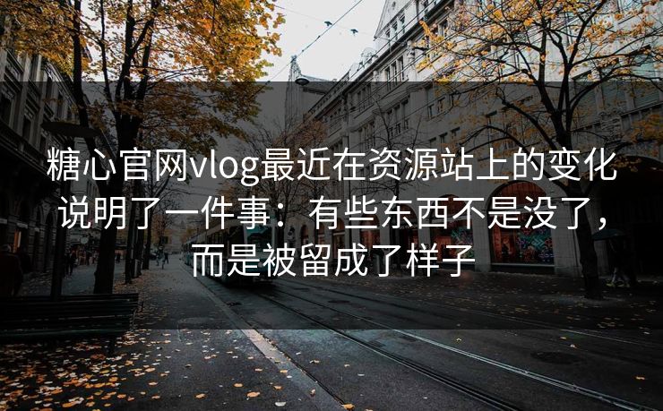 糖心官网vlog最近在资源站上的变化说明了一件事：有些东西不是没了，而是被留成了样子
